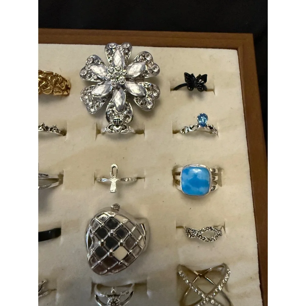 Fashion Ring Lot 50 Mixed Styles Statement Boho Crystal Silver Gold Tone
